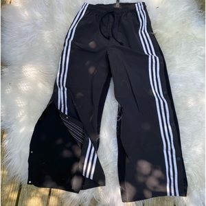 Adidas track pants L womans black white snap leg